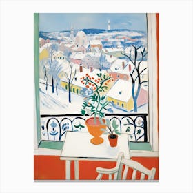The Windowsill Of Oslo   Norway Snow Inspired By Matisse 3 Canvas Print