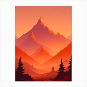 Misty Mountains Vertical Composition In Orange Tone 27 Canvas Print