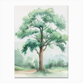 Teak Tree Atmospheric Watercolour Painting 4 Canvas Print