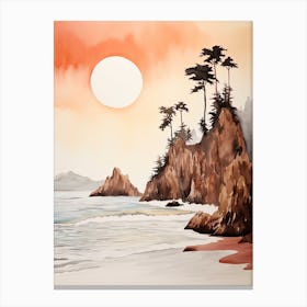 Watercolour Of Pfeiffer Beach   Big Sur California Usa 1 Canvas Print