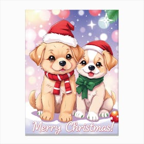 Christmas Puppies Dog Lover Canvas Print