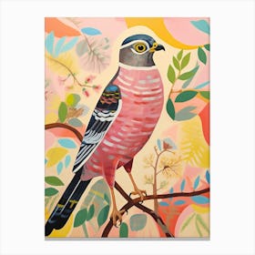 Pink Scandi Eurasian Sparrowhawk 3 Canvas Print
