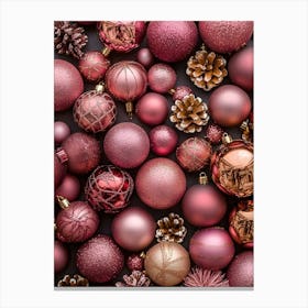 Christmas Ornaments On A Black Background Canvas Print