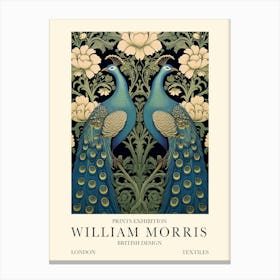 William Morris London Exhibition Poster Birds Peacocks Canvas Print