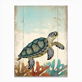 Beach House Sea Turtle  16 Canvas Print
