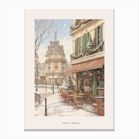 Vintage Winter Poster Paris France 3 Canvas Print