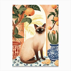 Tonkinese Cat Storybook Illustration 3 Canvas Print