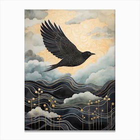 Blackbird 2 Gold Detail Painting Canvas Print