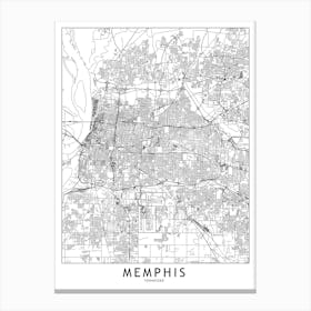Memphis White Map Canvas Print
