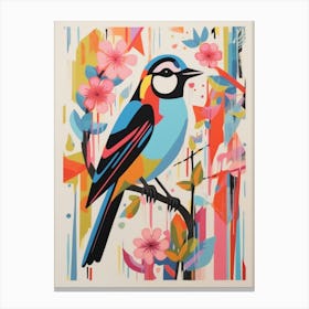 Colourful Scandi Bird House Sparrow 3 Canvas Print