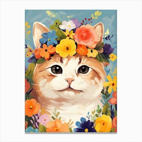 Munchkin Cat With A Flower Crown Painting Matisse Style 3 Canvas Print