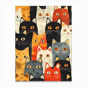 Repeatable Artwork With Cute Cat Faces 17 Canvas Print