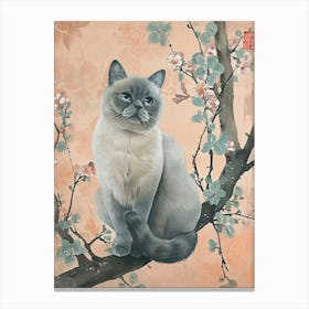 British Shorthair Japanese Illustration 3 Canvas Print