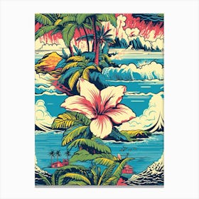 Maui Hawaii, California, Inspired Travel Pattern 4 Canvas Print
