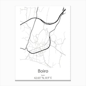 Boiro,Spain Minimalist Map Canvas Print