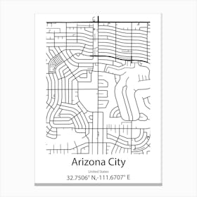 Arizona City,United States Minimalist Map Canvas Print