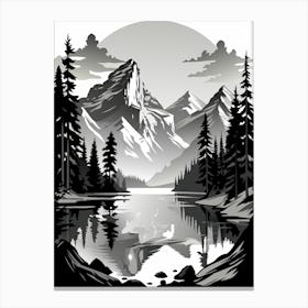 Black And White Mountain Landscape Canvas Print