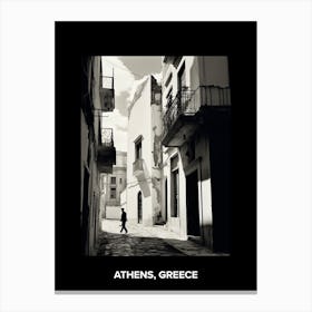 Poster Of Athens, Greece, Mediterranean Black And White Photography Analogue 2 Canvas Print