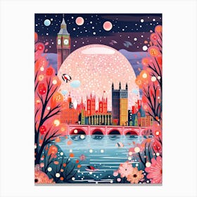 London, Illustration In The Style Of Pop Art 1 Canvas Print