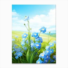 Forget Me Not In Green Field (1) Canvas Print