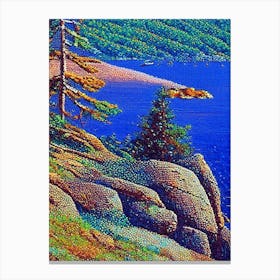 Acadia National Park United States Of America Pointillism Canvas Print