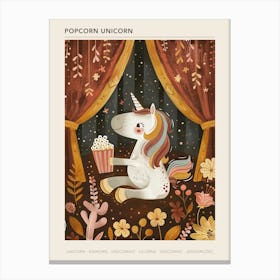 Unicorn Eating Popcorn Muted Pastels 1 Poster Canvas Print