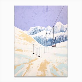 Cortina D Ampezzo   Italy, Ski Resort Pastel Colours Illustration 1 Canvas Print