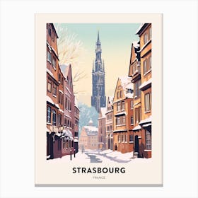 Vintage Winter Travel Poster Strasbourg France 3 Canvas Print