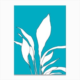 Ferns On A Blue Background Canvas Print