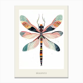 Colourful Insect Illustration Dragonfly 14 Poster Canvas Print