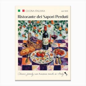 Il Ristorante Dei Sapori Perduti Trattoria Italian Poster Food Kitchen Canvas Print