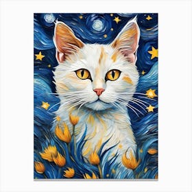 Starry Night Cat Canvas Print