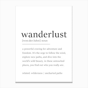 Wanderlust Definition Print - Travel Poster Canvas Print