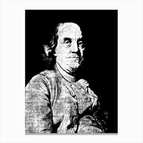 Benyamin Franklin Portrait Black In White Canvas Print