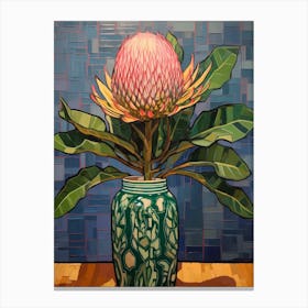 Flowers In A Vase Still Life Painting Protea 3 Canvas Print