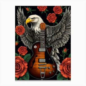 Eagle With Roses Canvas Print