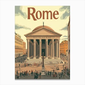 Aihrgdesign A Retro Travel Poster For Rome Featuring The Hist C6ef84d9 5cc7 4fe1 A75b 68d81c089232 2 Canvas Print