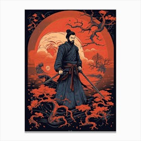 Samurai Edo Kiriko Illustration 3 Canvas Print