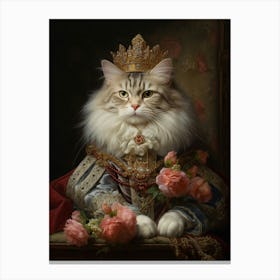 Cat In Medieval Robes Rococo Style  1 Canvas Print