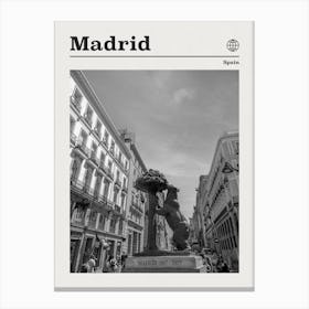 Madrid Spain Black And White Canvas Print