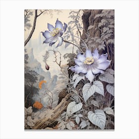 Vintage Jungle Botanical Illustration Passion Flower 1 Canvas Print