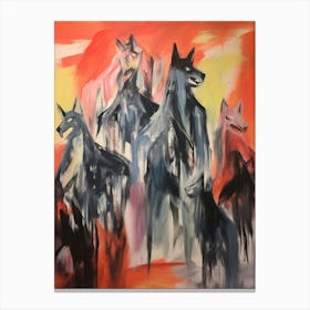 Wolves Abstract Expressionism 4 Canvas Print