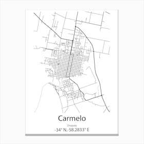 Carmelo,Uruguay Minimalist Map Canvas Print