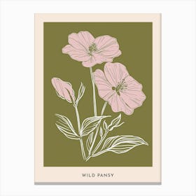Pink & Green Wild Pansy 1 Flower Poster Canvas Print