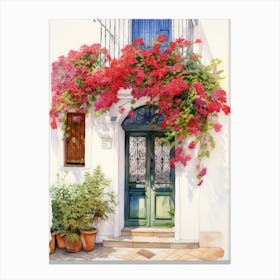 Cadiz, Spain   Mediterranean Doors Watercolour Painting 1 Canvas Print