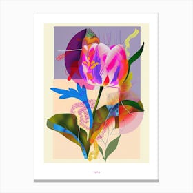 Tulip 3 Neon Flower Collage Poster Canvas Print