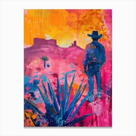 Colorful Cowboy In A Desert Canvas Print