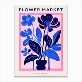 Blue Flower Market Poster Cyclamen 3 Canvas Print