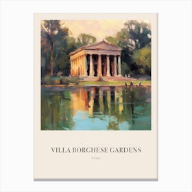 Villa Borghese Gardens Rome Vintage Cezanne Inspired Poster Canvas Print