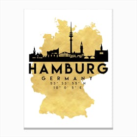 Hamburg Germany Silhouette City Skyline Map Canvas Print